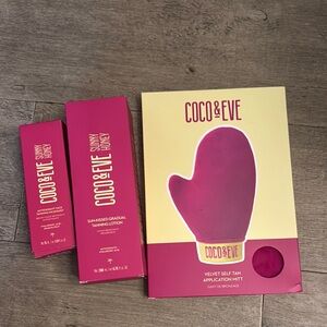 Coco & Eve Sunny Honey Tanning set. Lotion, face mist and glove